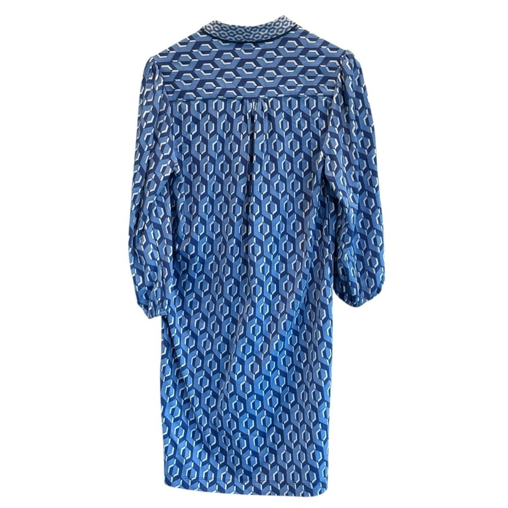 J. McLaughlin Emer Midi Dress in Blue Geometric Print Size Small Beach Resort - Picture 12 of 13